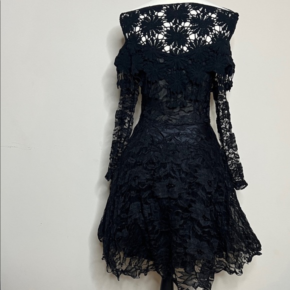 Elegant Black Lace Off-Shoulder Dress - Picture 13 of 16